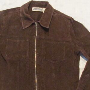 Ladies AEROPOSTLE Small Brown corduroy full zip jacket, no lining